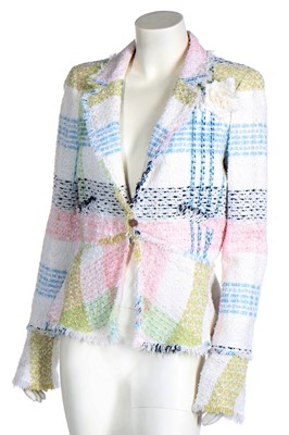 Lot 59 - A Chanel pastel checked cotton-tweed jacket, early 2000s
