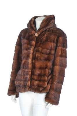 Lot 127 - A mink jacket with hood and tie-belt, modern