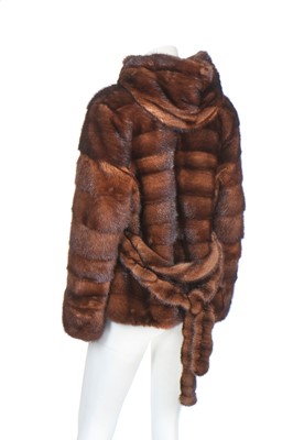 Lot 127 - A mink jacket with hood and tie-belt, modern