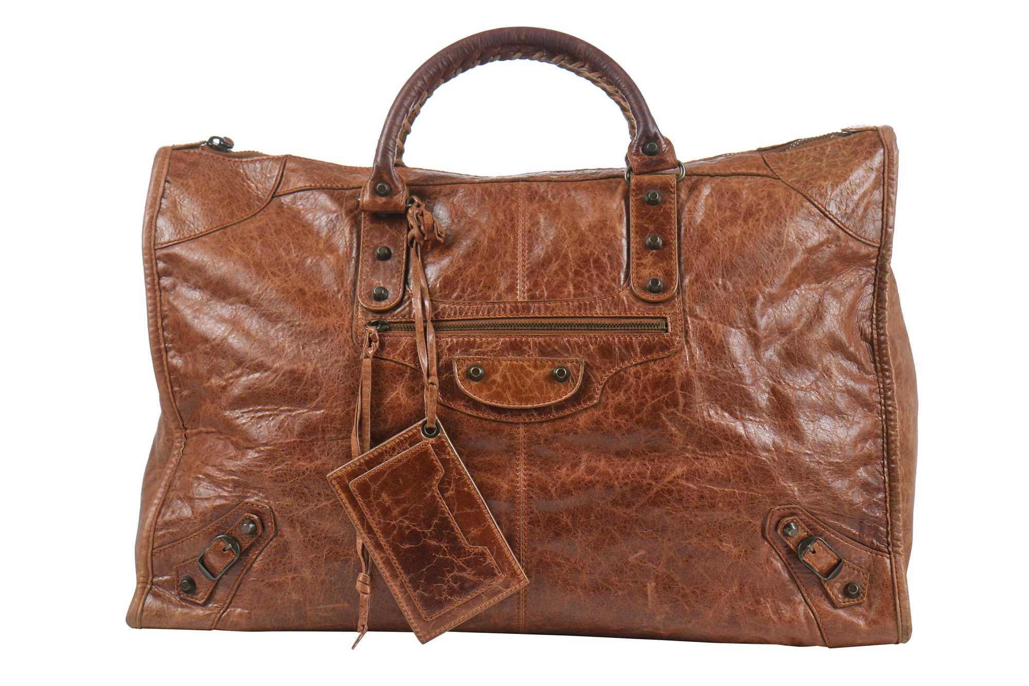 Lot 21 - A Balenciaga large bag tan leather,