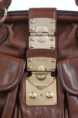 Lot 28 - A Miu Miu ruched brown leather handbag, 2000s-2010s