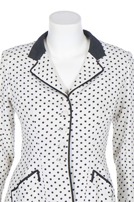 Lot 289 - A Pierre Balmain polka-dot linen suit, mid-1950s