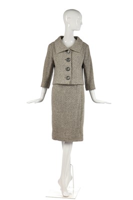 Lot 286 - A Balenciaga couture dove-grey tweed suit, probably Autumn-Winter, 1958