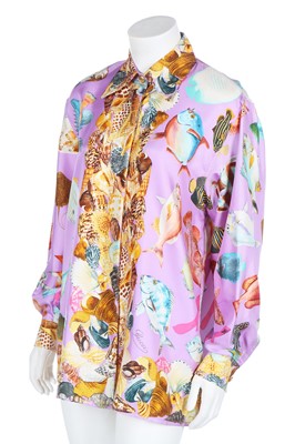 Lot 172 - A Gucci silk shirt printed with tropical fish, 1990s