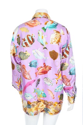 Lot 172 - A Gucci silk shirt printed with tropical fish, 1990s