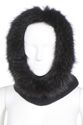 Lot 101 - A Loro Piana black cashmere coat with marten fur cuffs, modern