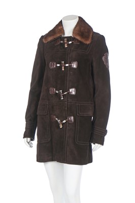 Lot 123 - A Gucci brown suede jacket with detachable mink fur collar, modern
