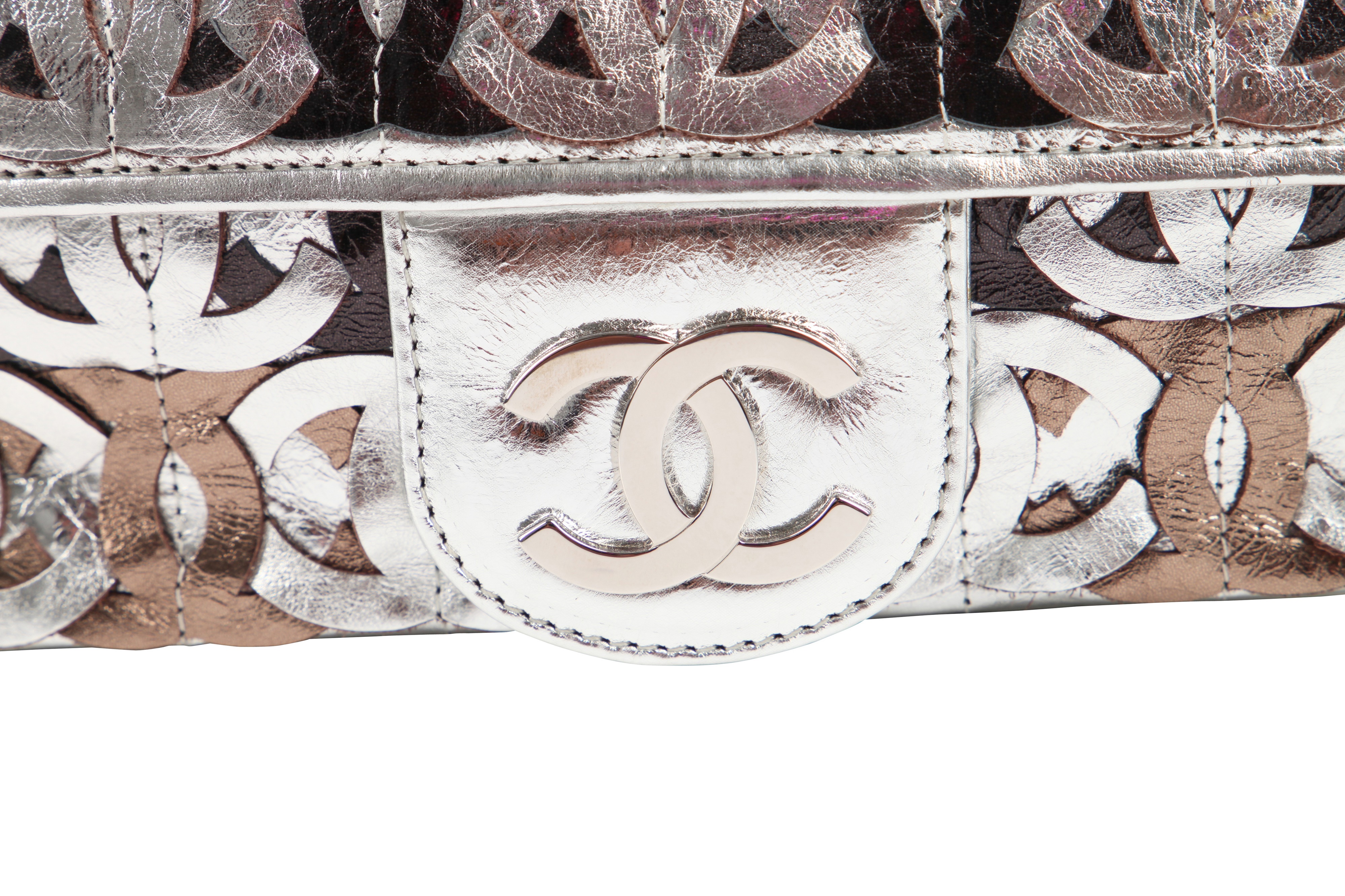 Lot 1 - A Chanel metallic leather classic flap bag