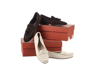 Lot 76 - Two pairs of Loro Piana suede loafers, modern