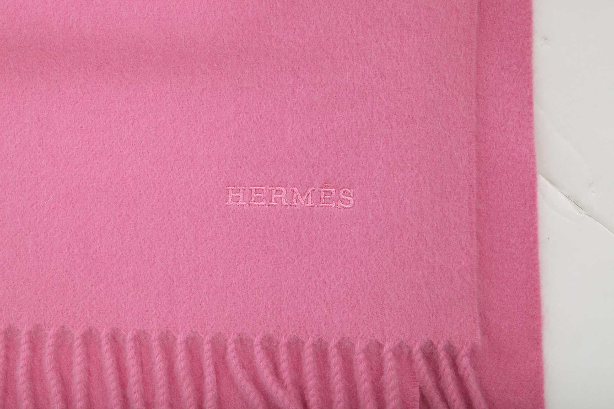 Lot 57 - An Hermès pink cashmere shawl, modern