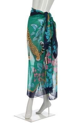 Lot 58 - An Hermès cotton sarong/shawl printed with large-scale leopards, 1980s-1990s