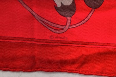 Lot 54 - An Hermès printed silk-cashmere scarf, modern