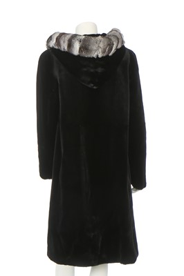Lot 94 - A reversible evening coat of chinchilla and shaved black rabbit fur, modern