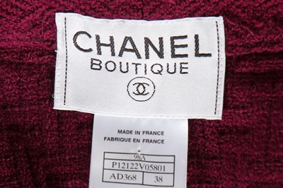 Lot 18 - A Chanel dark-purple wool tweed suit, Autumn-Winter 1998-99
