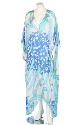 Lot 97 - Two Pucci printed silk cover-ups in shades of blue, modern