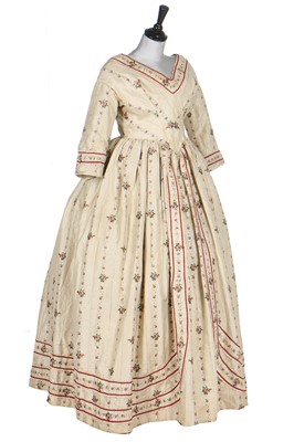 Lot 423 - An 1840s dress formed from 1770s striped Spitalfields silk