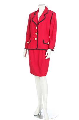 Lot 173 - A Moschino red rayon-blend suit, early 1990s