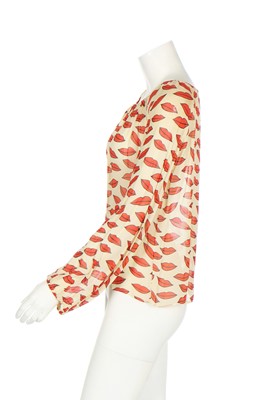 Lot 259 - A rare Yves Saint Laurent 'Lips' printed chiffon blouse, 1971