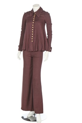 Lot 271 - A Biba Swiss-dot, brushed-cotton two-piece ensemble, late 1960s