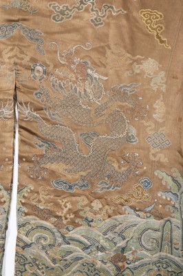 Lot 473 - A brocaded satin dragon robe, jifu, Chinese, Qing dynasty, second half of the 18th century
