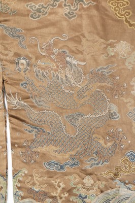 Lot 473 - A brocaded satin dragon robe, jifu, Chinese, Qing dynasty, second half of the 18th century
