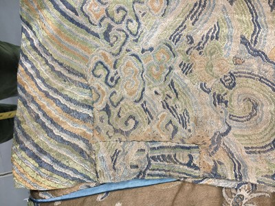 Lot 473 - A brocaded satin dragon robe, jifu, Chinese, Qing dynasty, second half of the 18th century