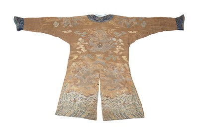 Lot 473 - A brocaded satin dragon robe, jifu, Chinese, Qing dynasty, second half of the 18th century