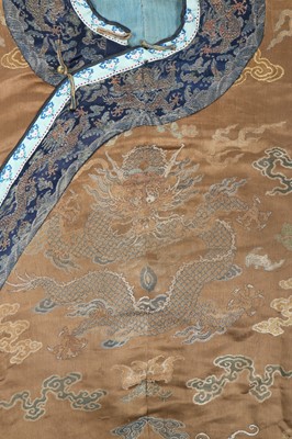Lot 473 - A brocaded satin dragon robe, jifu, Chinese, Qing dynasty, second half of the 18th century