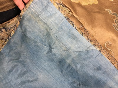 Lot 473 - A brocaded satin dragon robe, jifu, Chinese, Qing dynasty, second half of the 18th century