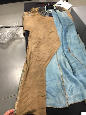Lot 473 - A brocaded satin dragon robe, jifu, Chinese, Qing dynasty, second half of the 18th century