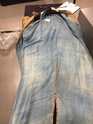 Lot 473 - A brocaded satin dragon robe, jifu, Chinese, Qing dynasty, second half of the 18th century