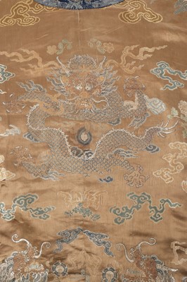Lot 473 - A brocaded satin dragon robe, jifu, Chinese, Qing dynasty, second half of the 18th century