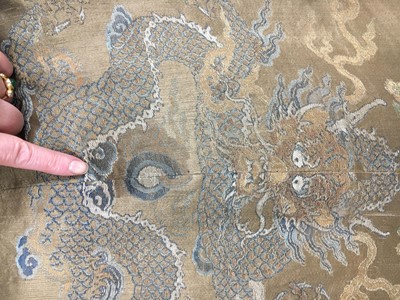 Lot 473 - A brocaded satin dragon robe, jifu, Chinese, Qing dynasty, second half of the 18th century