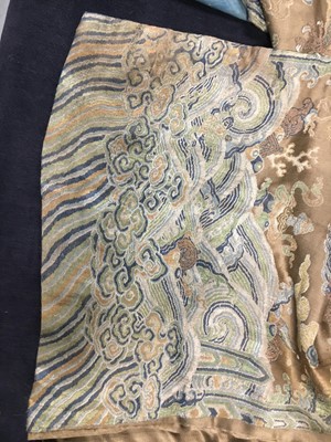 Lot 473 - A brocaded satin dragon robe, jifu, Chinese, Qing dynasty, second half of the 18th century