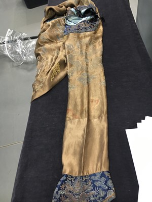 Lot 473 - A brocaded satin dragon robe, jifu, Chinese, Qing dynasty, second half of the 18th century