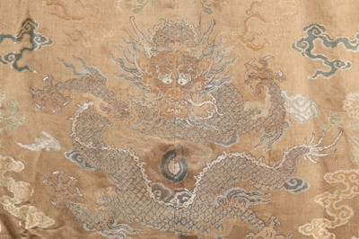 Lot 473 - A brocaded satin dragon robe, jifu, Chinese, Qing dynasty, second half of the 18th century