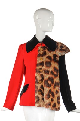 Lot 388 - A Vivienne Westwood fox fur and scarlet wool 'hunt' jacket, 'Dressing Up' collection, Autumn-Winter 1991-92