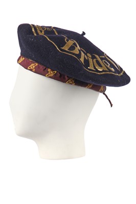 Lot 364 - A Vivienne Westwood stencilled beret, 'Britain Must Go Pagan' collection, Spring-Summer 1988