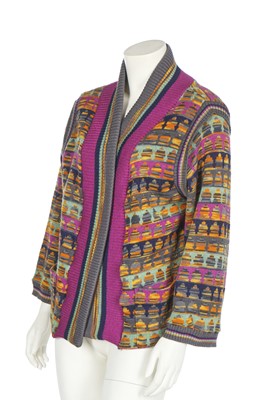 Lot 251 - A Bill Gibb knitted cardigan, 'Moon and Buddha' collection, Autumn-Winter 1975-76