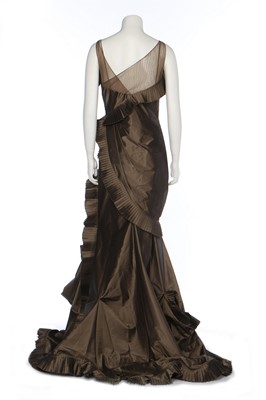 Lot 150 - A John Galliano for Dior couché-brown taffeta evening gown, 2006
