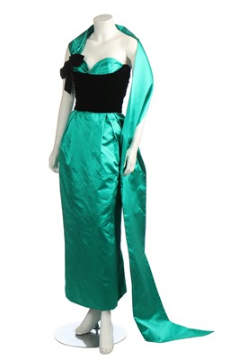 Lot 243 - A Marc Bohan for Christian Dior emerald-green satin evening gown, Autumn-Winter 1988-89