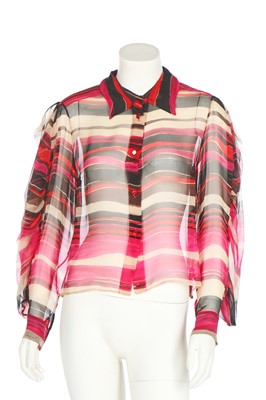 Lot 61 - Two Chanel striped chiffon blouses, 2001