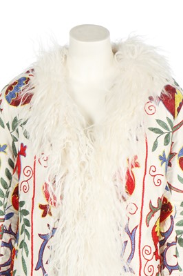 Lot 249 - A Zazi coat formed from a 20th century embroidered suzani, modern