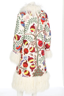 Lot 249 - A Zazi coat formed from a 20th century embroidered suzani, modern