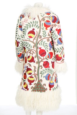 Lot 249 - A Zazi coat formed from a 20th century embroidered suzani, modern