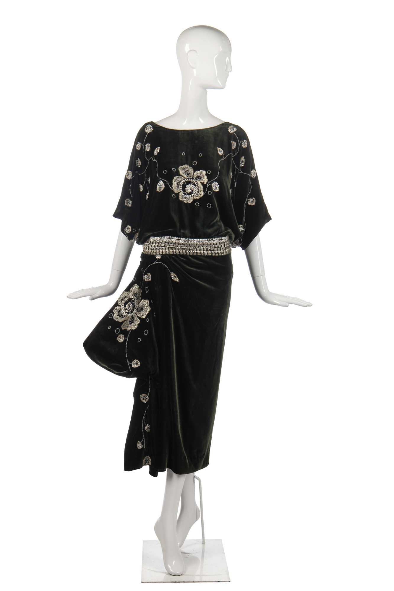 Lot 229 - A rare Madeleine & Madeleine green velvet orientalist robe, circa 1919