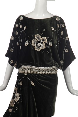 Lot 229 - A rare Madeleine & Madeleine green velvet orientalist robe, circa 1919