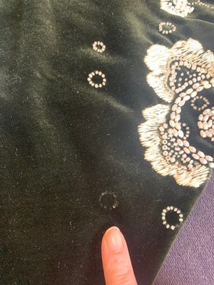 Lot 229 - A rare Madeleine & Madeleine green velvet orientalist robe, circa 1919
