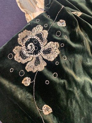 Lot 229 - A rare Madeleine & Madeleine green velvet orientalist robe, circa 1919