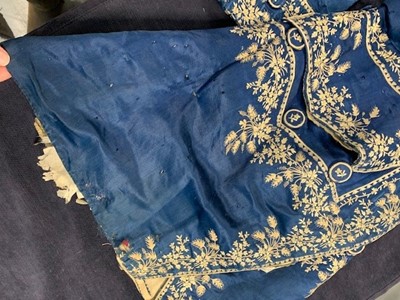 Lot 422 - A gentleman's embroidered blue silk frock coat, 1780s